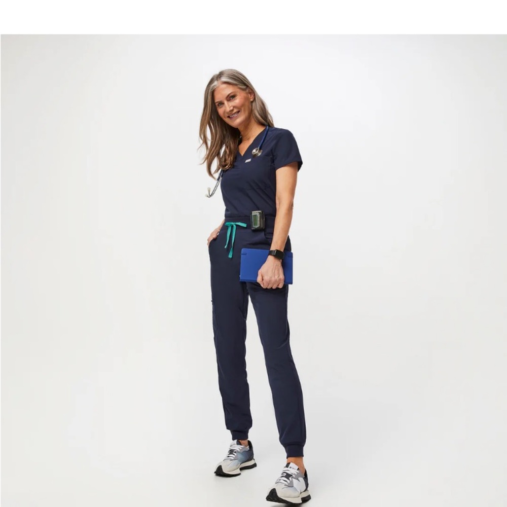 Figs Navy Jogger Pants with Teal Accents, Catalina scrub top Brand new with tags